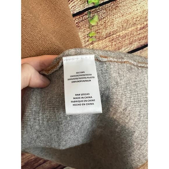 Bobeau Open Front Long Sweater Cardigan Kimono Poncho w Collar Brown Grey Sz 1X - Picture 5 of 5